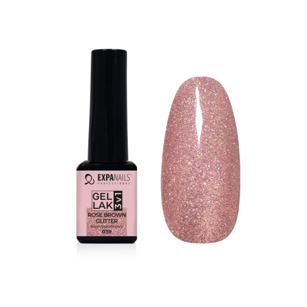 Expa Nails Gel lak 3v1 5ml Rose Brown glitter