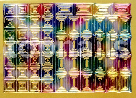 Obtisky Topnails Multicolor čtverce-obdelníky zlatý podklad